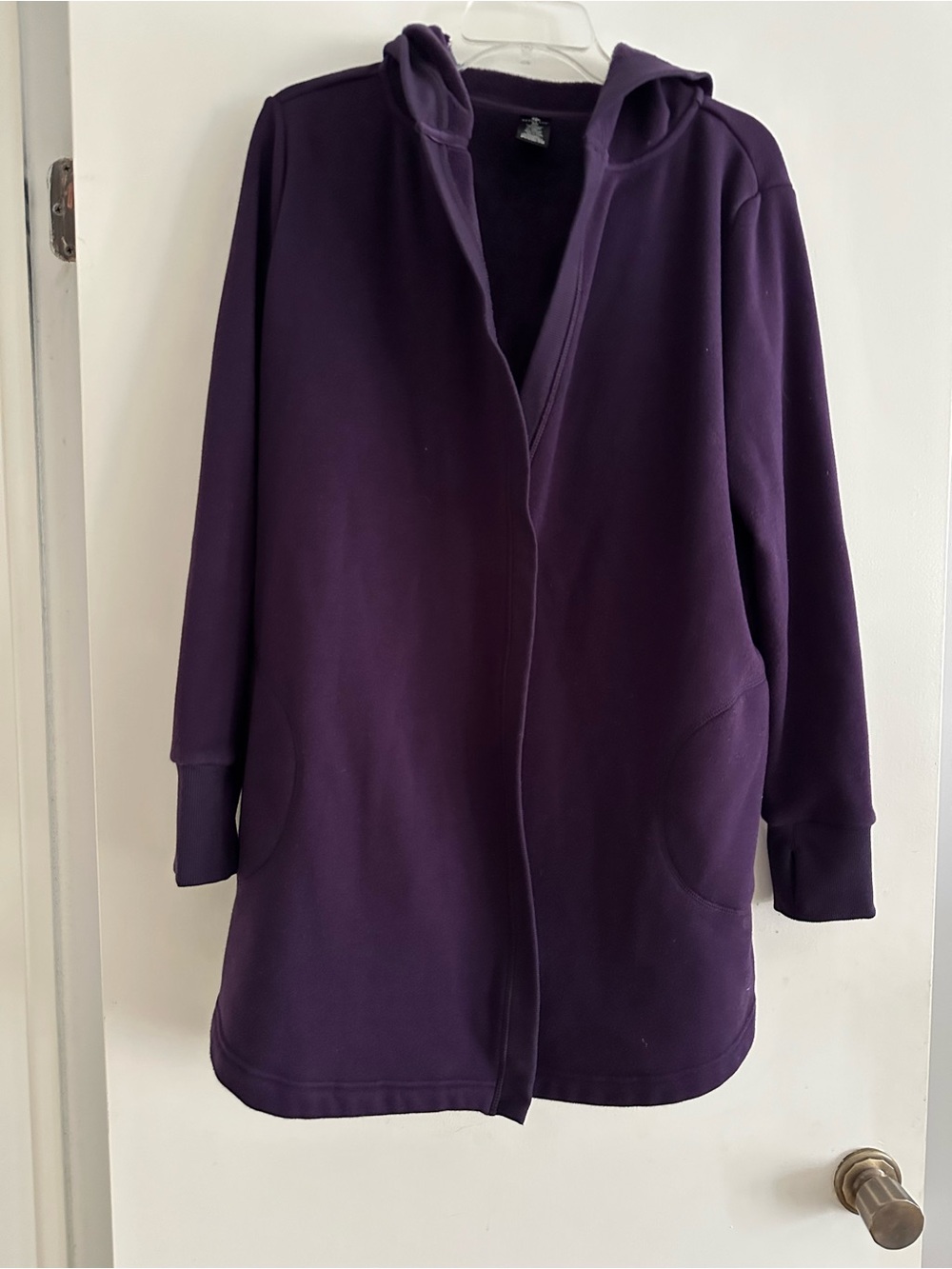 Active Life Hooded Long Coatigan in Deep Purple